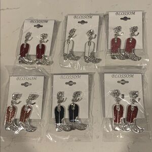 Silver Cowgirl Boot with Horse Shoe Earrings (1 pair)